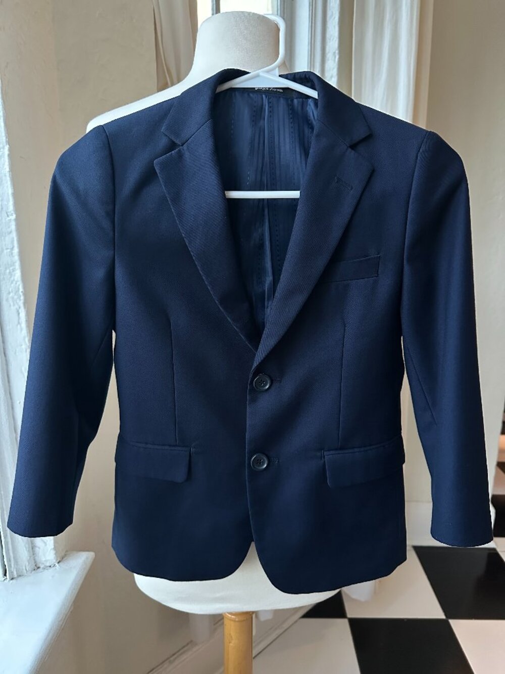 Giorgio Fiorelli Boys Navy Blue Formal Blazer Size 8T Two Button Suit Jacket